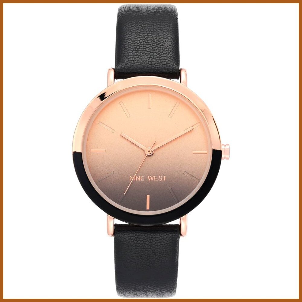 Analog Dress Watch with Mineral Crystal Lens and Faux Leather Strap